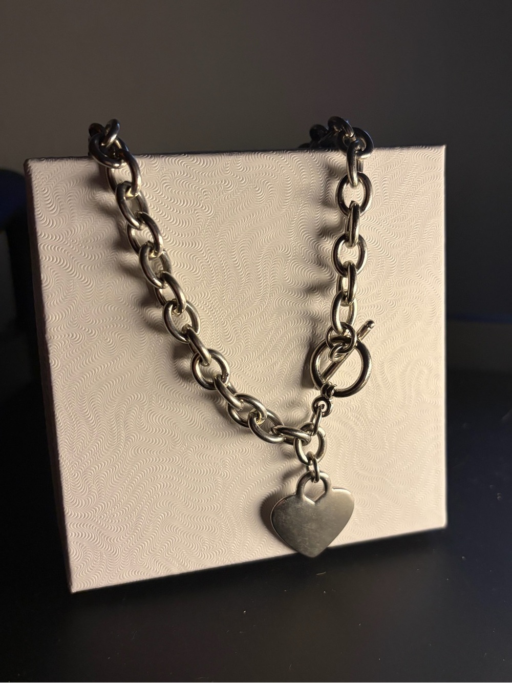 Silver Heart Charm Chain Necklace - Women's Jewelry